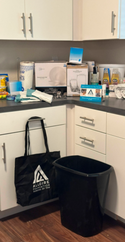 Kitchen corner with supplies provided by The Allgire Foundation