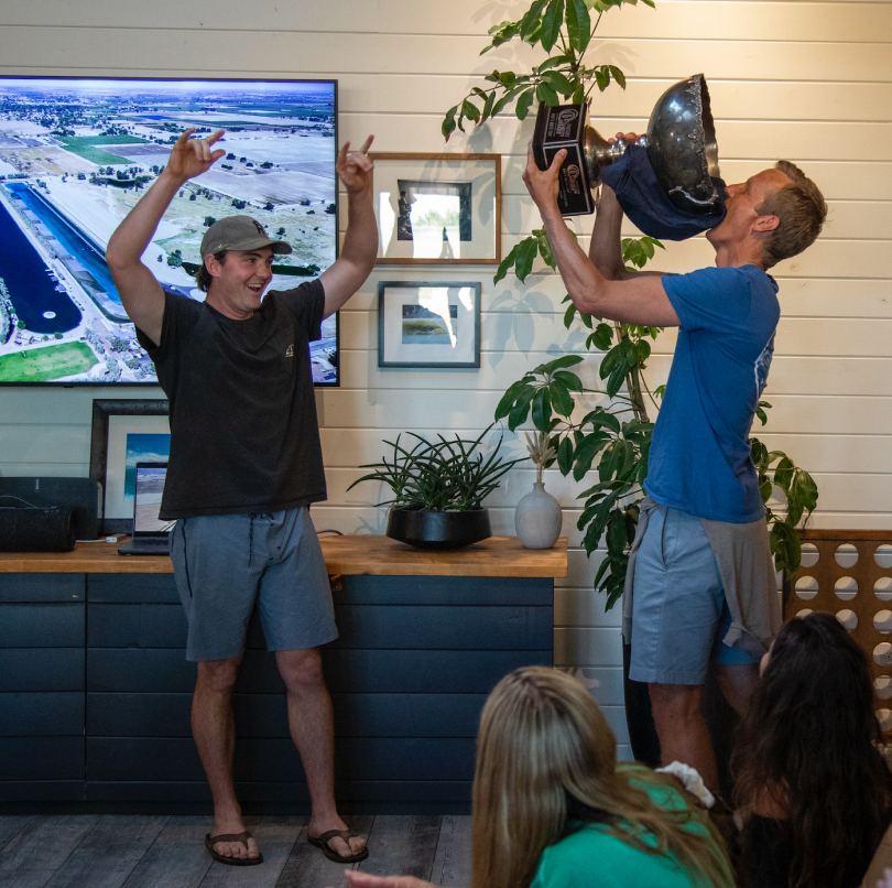 Celebrating at the ALlgire Surf Trip