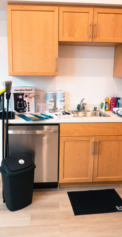 A new kitchen with fresh supplies